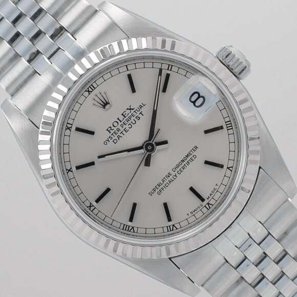 Rolex Midsize Datejust 31mm Steel Silver Index Dial Fluted Jubilee Watch 68274 - Picture 1 of 10
